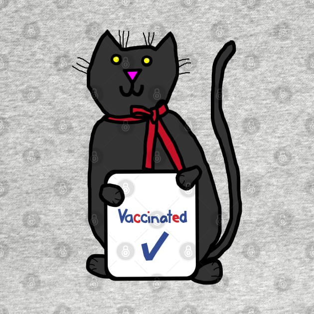 Cute Cat with Vaccinated Sign by ellenhenryart